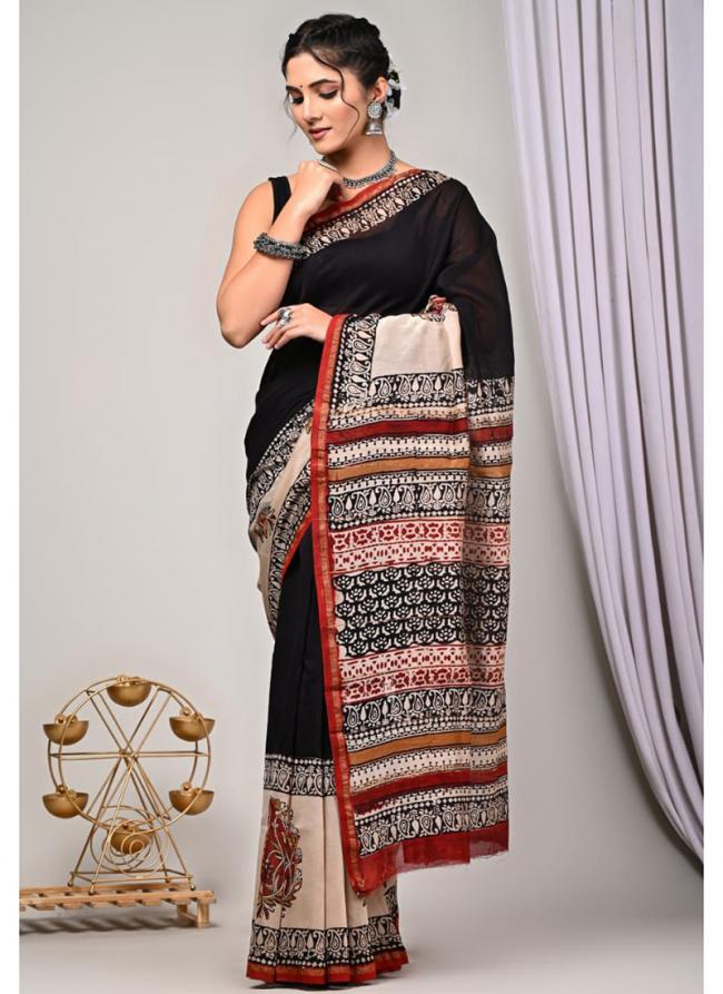 Chanderi Silk Multi Color Traditional Wear Printed Saree